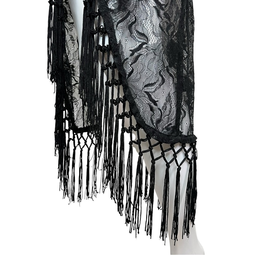 Disturbia Black Kimono Lace Maxi Snake Shaw XS - Picture 6 of 6
